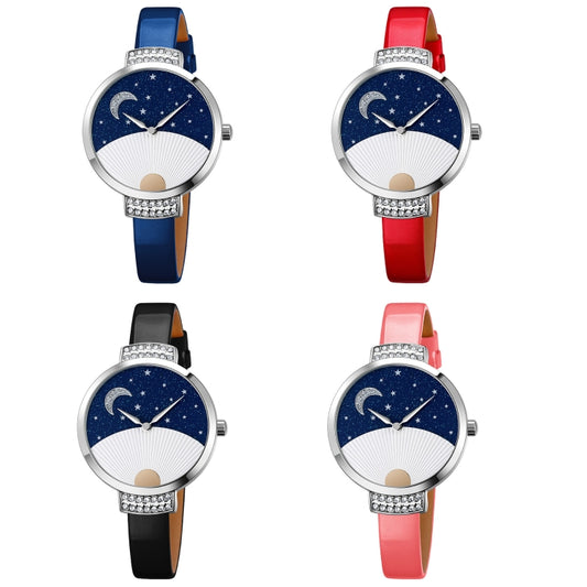 SKMEI 9279 Stainless Steel Buckle Genuine Leather Strap Waterproof Quartz Watch(Blue) by SKMEI