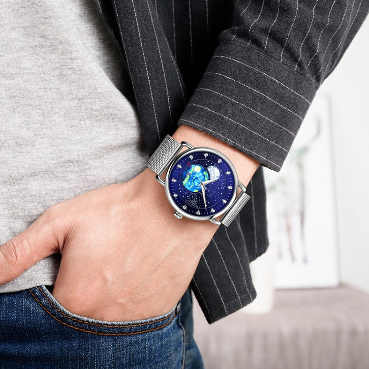 SKMEI 9283 Stainless Steel Buckle Glass Mirror Waterproof Quartz Watch, Shape:Steel Belt(Black) by SKMEI