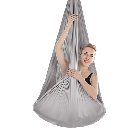 Indoor Anti-gravity Yoga Knot-free Aerial Yoga Hammock with Buckle / Extension Strap, Size: 400x280cm(Silver Grey) by bashfashion