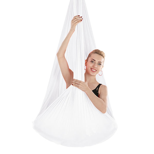 Indoor Anti-gravity Yoga Knot-free Aerial Yoga Hammock with Buckle / Extension Strap, Size: 400x280cm(White) by bashfashion