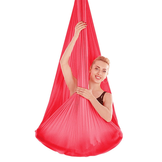 Indoor Anti-gravity Yoga Knot-free Aerial Yoga Hammock with Buckle / Extension Strap, Size: 400x280cm(Red) by bashfashion