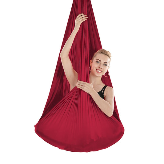 Indoor Anti-gravity Yoga Knot-free Aerial Yoga Hammock with Buckle / Extension Strap, Size: 400x280cm(Wine Red) by bashfashion
