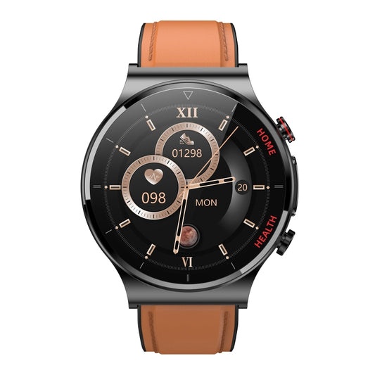 E300 1.32 Inch Screen Leather Watch Strap Smart Health Watch Supports Body Temperature Monitoring, ECG monitoring blood pressure(Brown) by bashfashion