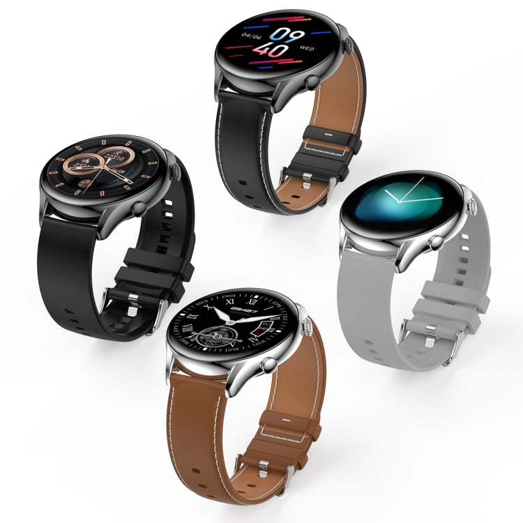 X5 1.32 Inch Round Screen Leather Strap Smart Health Watch Supports Body Temperature Monitoring, ECG Monitoring, Blood Pressure(Black) by bashfashion