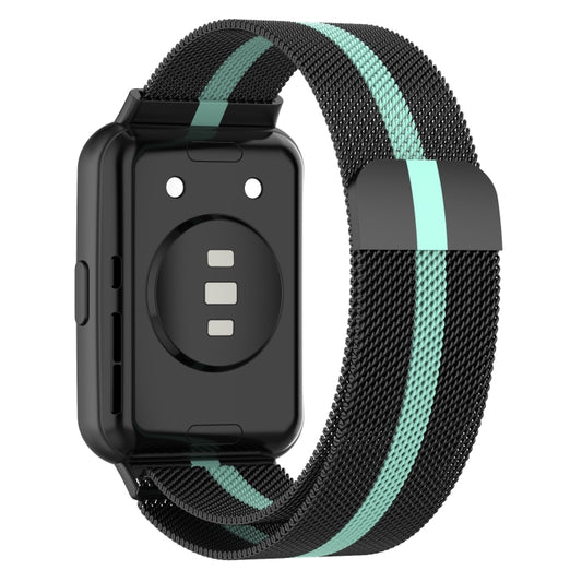 For Huawei Watch Fit 2 Milan Magnetic Stainless Steel Watch Band(Black Green) by bashfashion
