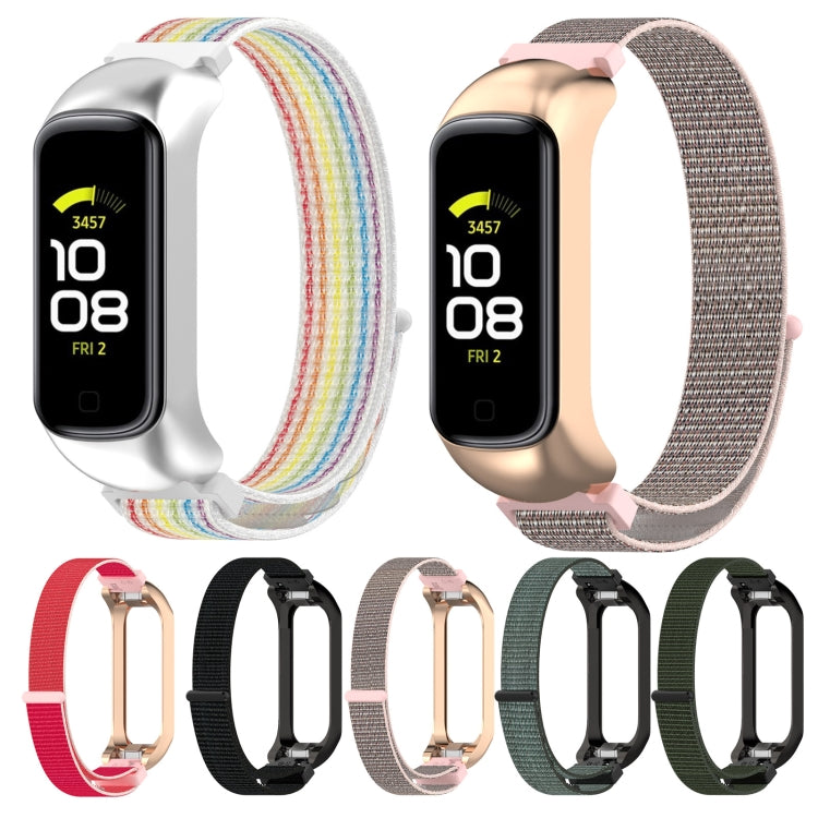 For Samsung Galaxy Fit 2 SM-R220 Nylon Loop Watch Band(Colorful + Silver Frame) by bashfashion