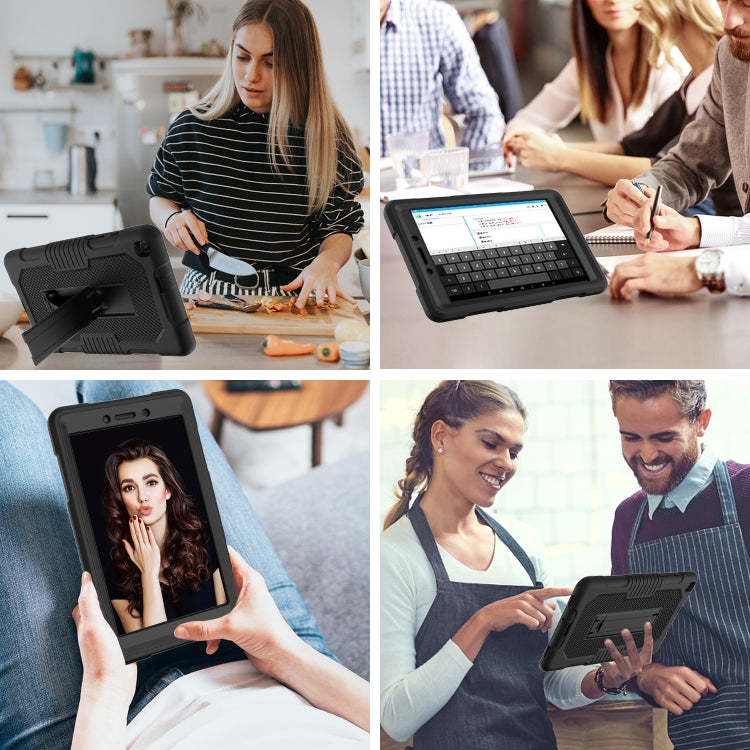 For Samsung Galaxy Tab A 8.0 2019 T290 Contrast Color Robot Shockproof Silicone + PC Tablet Case(Black) by bashfashion