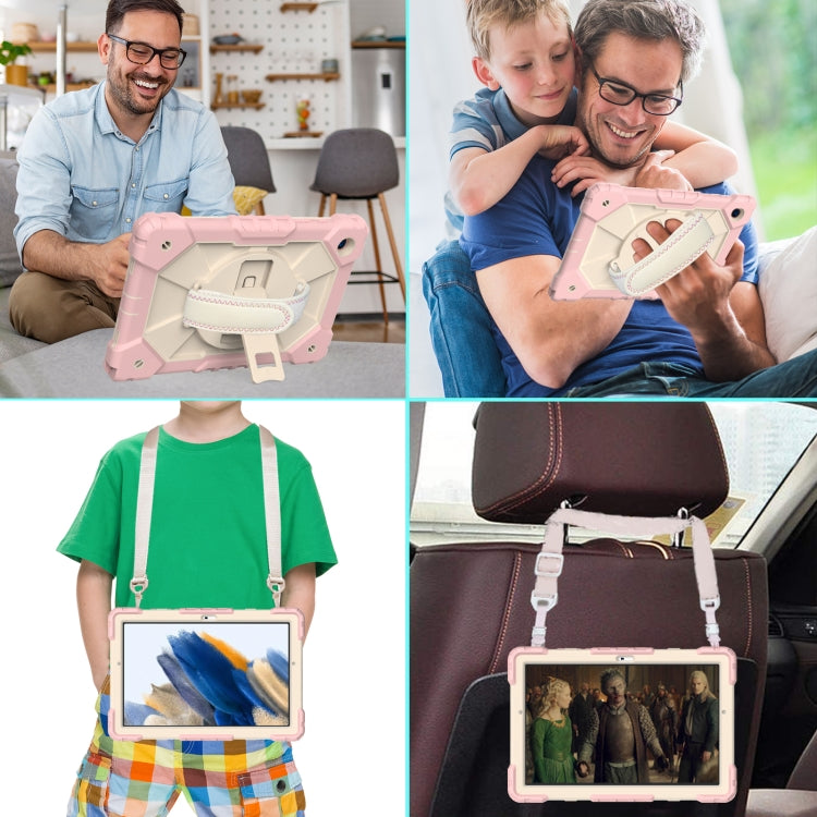 For Samsung Galaxy Tab A8 10.5 2021 X200 Contrast Color Robot Silicone + PC Tablet Case(Rose Gold+Beige) by bashfashion