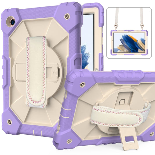 For Samsung Galaxy Tab A8 10.5 2021 X200 Contrast Color Robot Silicone + PC Tablet Case(Purple+Beige) by bashfashion