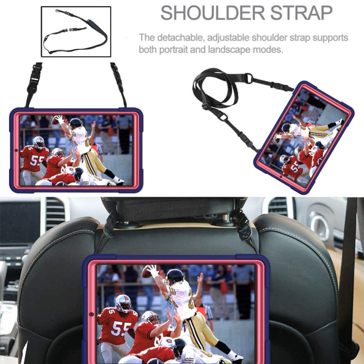 For Samsung Galaxy Tab A 8.4 T307 Contrast Color Robot Silicone + PC Tablet Case(Navy Blue Rose) by bashfashion