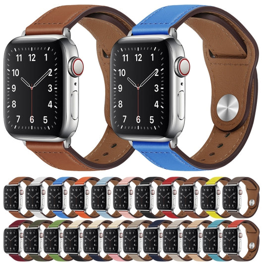 PU Leather Silver Buckle Watch Band For Apple Watch Series 9&8&7 41mm / SE 3&SE 2&6&SE&5&4 40mm / 3&2&1 38mm(Beige and Black) by bashfashion