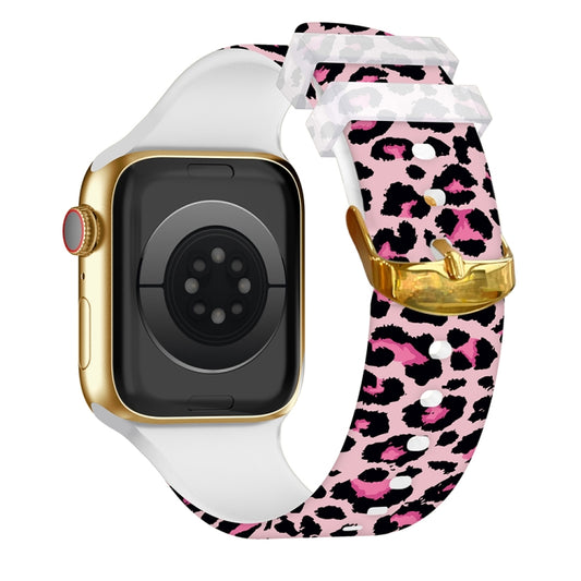 Square Buckle Color Printing Watch Band For Apple Watch Series 9&8&7 41mm / SE 3&SE 2&6&SE&5&4 40mm / 3&2&1 38mm(Leopard 1) by bashfashion