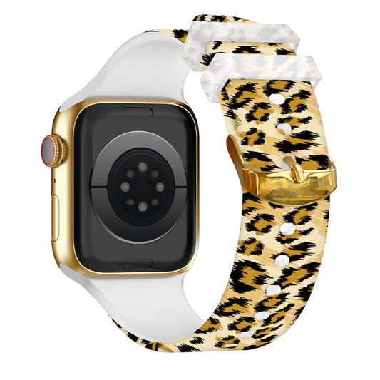 Square Buckle Color Printing Watch Band For Apple Watch Series 9&8&7 41mm / SE 3&SE 2&6&SE&5&4 40mm / 3&2&1 38mm(Leopard 5) by bashfashion