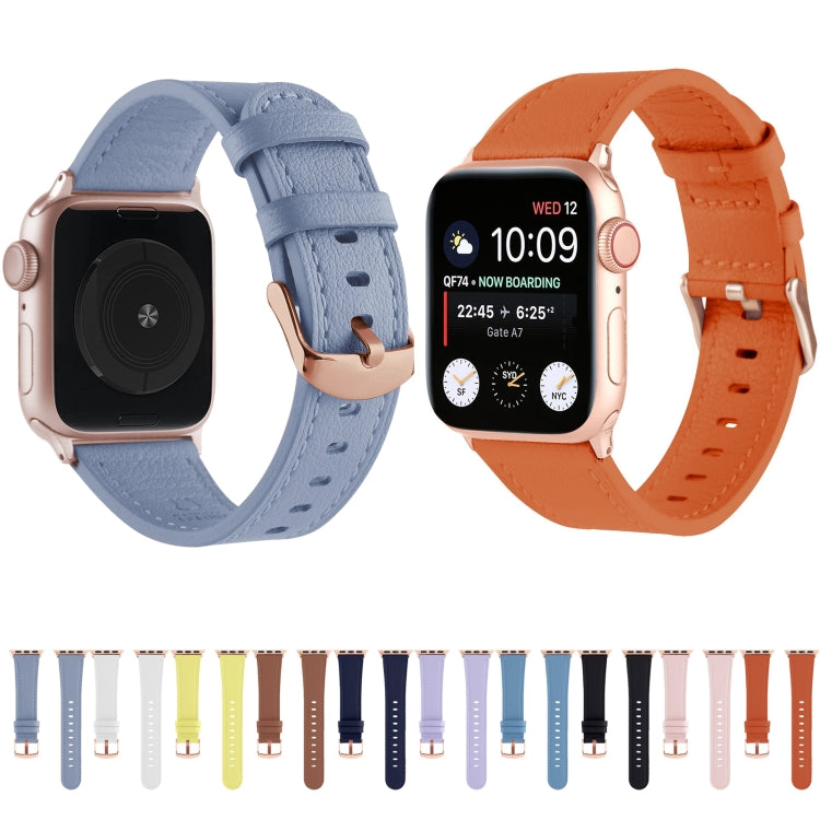 Universal Genuine Leather Watch Band For Apple Watch Series 8&7 41mm / SE 2&6&SE&5&4 40mm / 3&2&1 38mm(Lavender Purple) by bashfashion