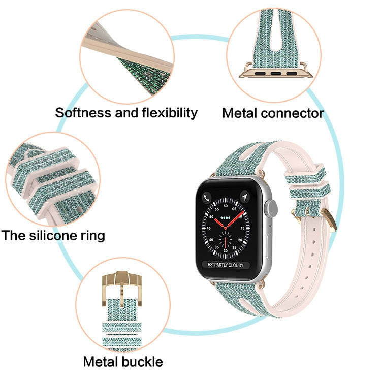 Slim Glitter Watch Band For Apple Watch Ultra 49mm&Watch Ultra 2 49mm / Series 9&8&7 45mm / SE 3&SE 2&6&SE&5&4 44mm / 3&2&1 42mm(Silver) by bashfashion
