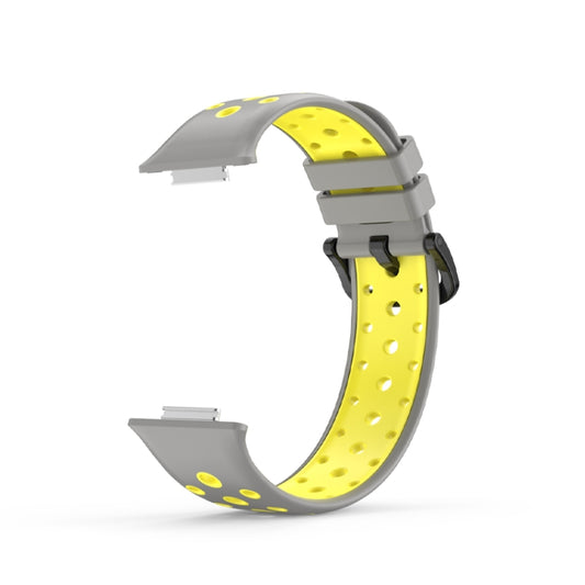For Huawei Watch Fit 2 Two-color Silicone Watch Band(Grey+Yellow) by bashfashion