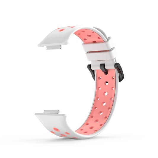 For Huawei Watch Fit 2 Two-color Silicone Watch Band(White + Pink) by bashfashion
