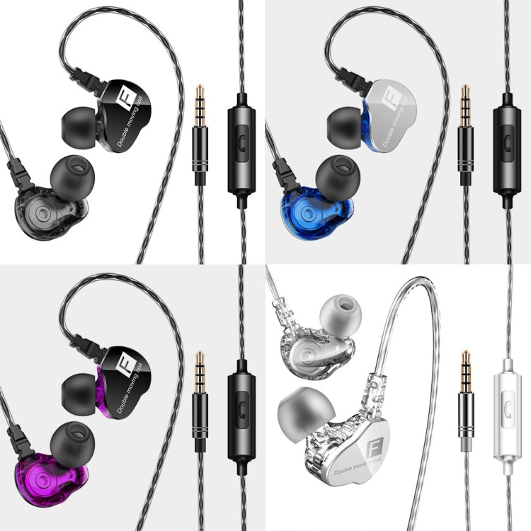 QKZ F910 In-Ear Subwoofer Dual Dynamic Earphone(Transparent) by QKZ