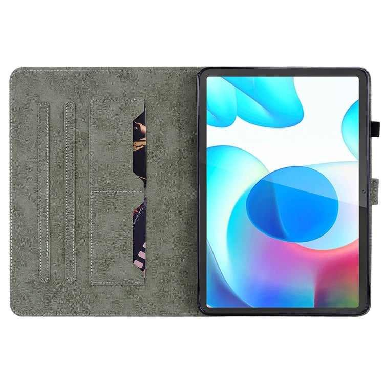 For Realme Pad 10.4 Tiger Pattern PU Tablet Case(Grey) by bashfashion