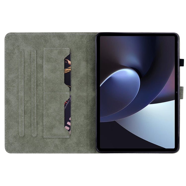 For OPPO Pad 11 Tiger Pattern PU Tablet Case(Grey) by bashfashion