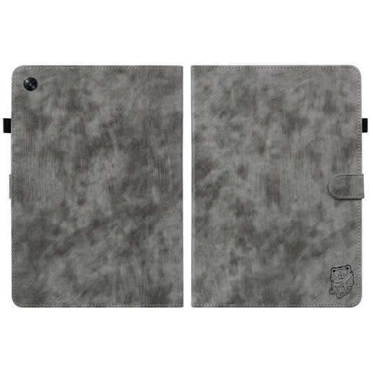 For OPPO Pad Air Tiger Pattern PU Tablet Case(Grey) by bashfashion