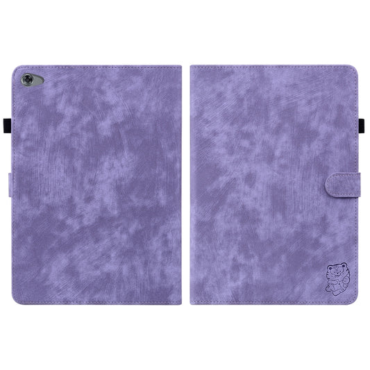 For Huawei MediaPad M5 Lite 10/C5 10.1 Tiger Pattern PU Tablet Case(Purple) by bashfashion