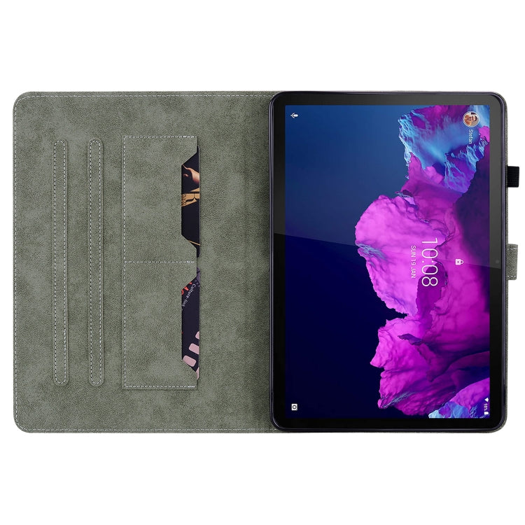 For Lenovo Tab P11/Pad Plus 2011 Tiger Pattern PU Tablet Case(Grey) by bashfashion