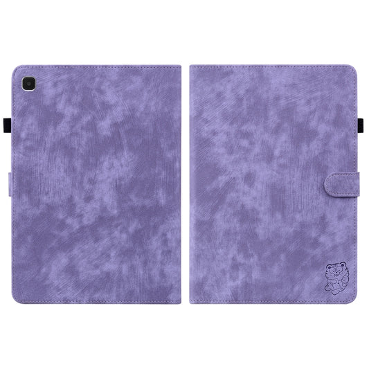For Samsung Galaxy Tab A7 Lite Tiger Pattern Flip Leather Tablet Case(Purple) by bashfashion