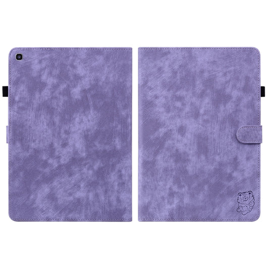 For Samsung Galaxy Tab A 8.0 2019 Tiger Pattern Flip Leather Tablet Case(Purple) by bashfashion