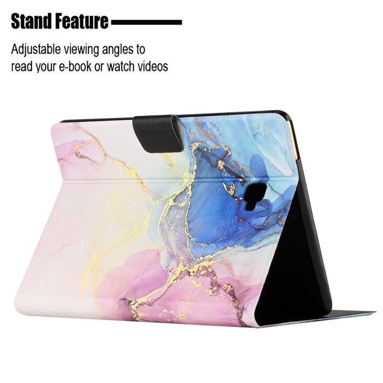 For Samsung Galaxy Tab A 10.1 T580 Marble Pattern Smart Leather Tablet Case(Pink Blue) by bashfashion