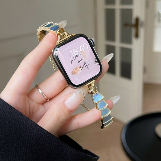 Metal Shell Watch Band For Apple Watch Series 9&8&7 41mm / SE 3&SE 2&6&SE&5&4 40mm / 3&2&1 38mm(Rose Gold Pink) by bashfashion