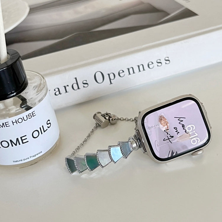 Metal Shell Watch Band For Apple Watch Series 9&8&7 41mm / SE 3&SE 2&6&SE&5&4 40mm / 3&2&1 38mm(Black Blue) by bashfashion