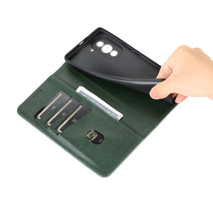 For Huawei nova 10 AZNS Magnetic Calf Texture Flip Leather Phone Case(Dark Green) by AZNS