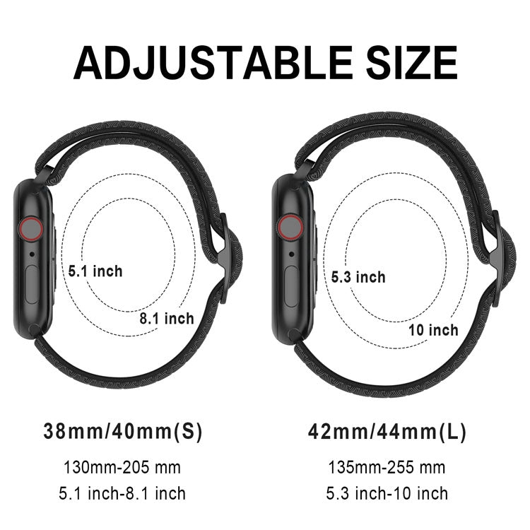 Wave Nylon Watch Band For Apple Watch Series 9&8&7 41mm / SE 3&SE 2&6&SE&5&4 40mm / 3&2&1 38mm(Black) by bashfashion