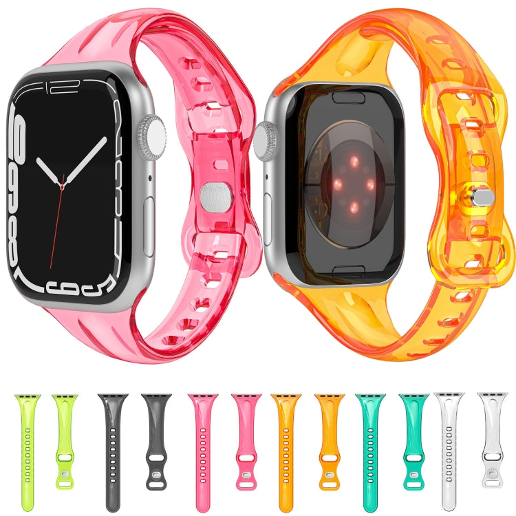 TPU 8-buckle Watch Band For Apple Watch Series 9&8&7 41mm / SE 3&SE 2&6&SE&5&4 40mm / 3&2&1 38mm(Transparent Black) by bashfashion