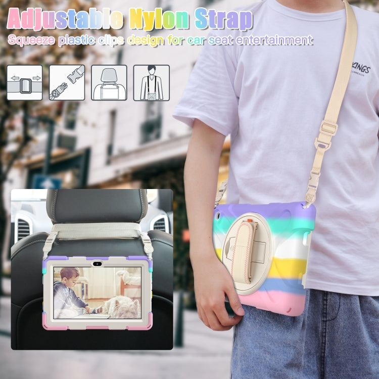 For Amazon Kindle Fire 7 2022 Hard PC Soft Silicone Full Body Tablet Case(Colorful Pink) by bashfashion