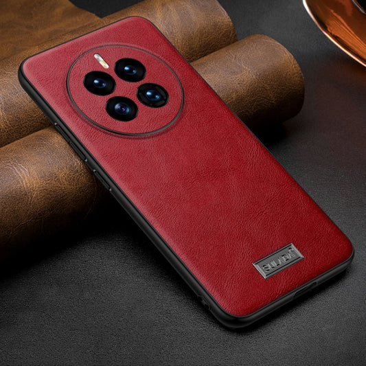 For Huawei Mate 50 SULADA Shockproof TPU + Handmade Leather Protective Phone Case(Red) by SULADA