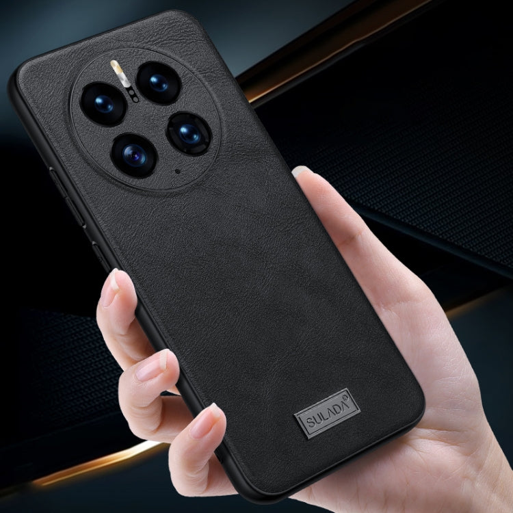 For Huawei Mate 50 SULADA Shockproof TPU + Handmade Leather Protective Phone Case(Orange) by SULADA