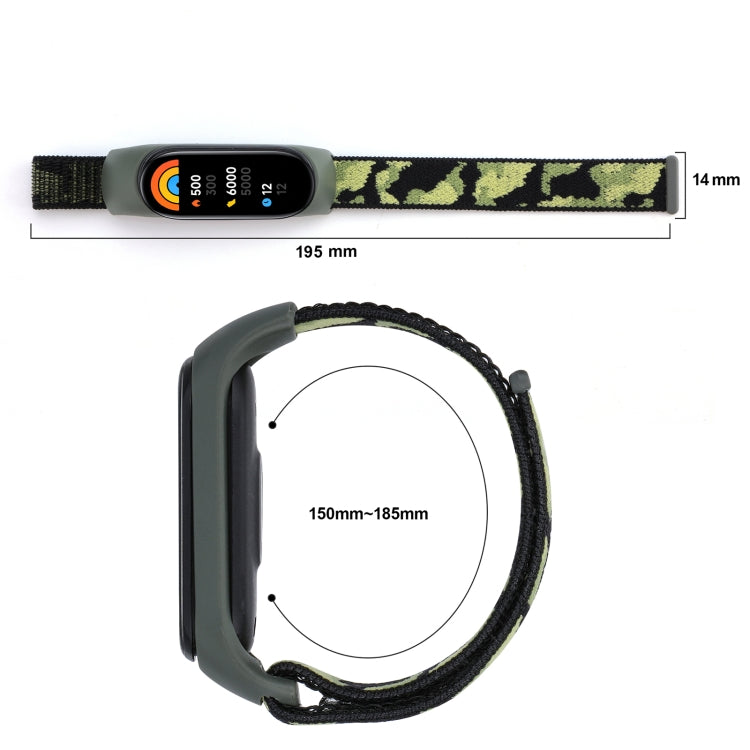 For Xiaomi Mi Band 5/6/7 Nylon Loop Integrated Camo Woven Strap(Orange Camouflage) by bashfashion