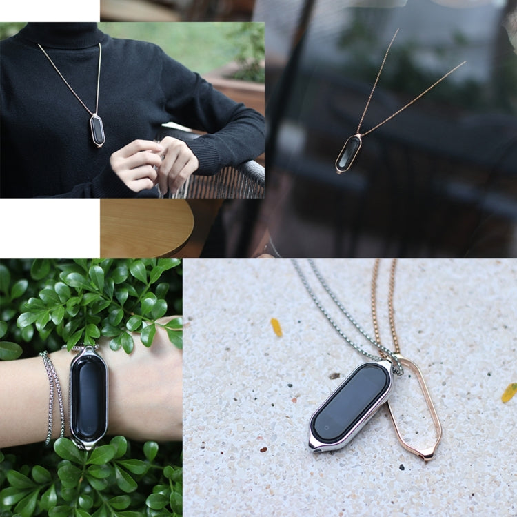 For Xiaomi Mi Band 7 / 7 NFC MIJOBS Metal Pendant Stainless Steel Watch Necklace (Rose Gold) by MIJOBS