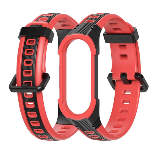 For Xiaomi Mi Band 5 / 6 / 7 MIJOBS Unibody Two-color Silicone Watch Band(Black Red) by MIJOBS