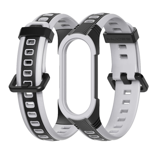 For Xiaomi Mi Band 5 / 6 / 7 MIJOBS Unibody Two-color Silicone Watch Band(Black Grey) by MIJOBS