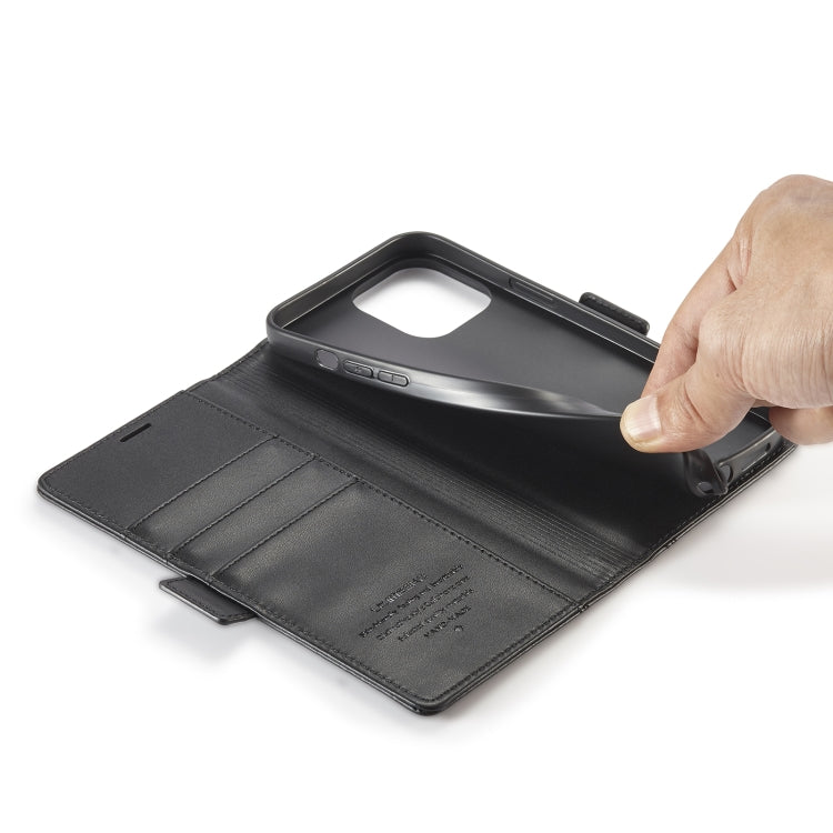 For iPhone 14 Pro Max LC.IMEEKE Magnetic Buckle Leather Phone Case (Black) by LC.IMEEKE