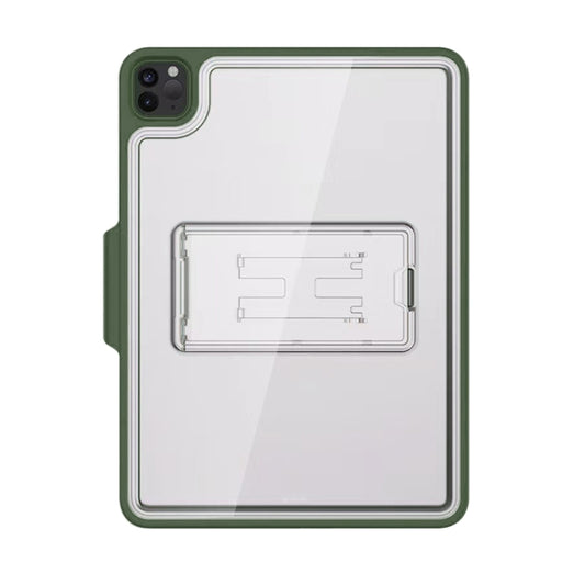 For iPad Pro 11 2022 / 2021 / 2020 / 2018 Mutural Transparent Holder Tablet Case(Army Green) by Mutural