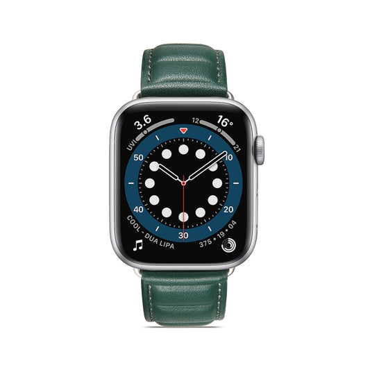 Genuine Leather Watch Band For Apple Watch Series 9&8&7 41mm / SE 3&SE 2&6&SE&5&4 40mm / 3&2&1 38mm(Green) by bashfashion