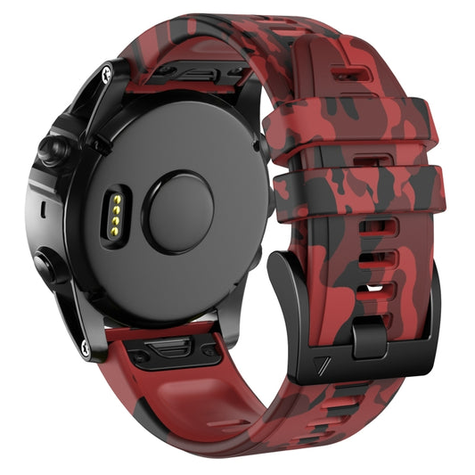 For Garmin Fenix 7X Camouflage Silicone Watch Band(Red) by bashfashion