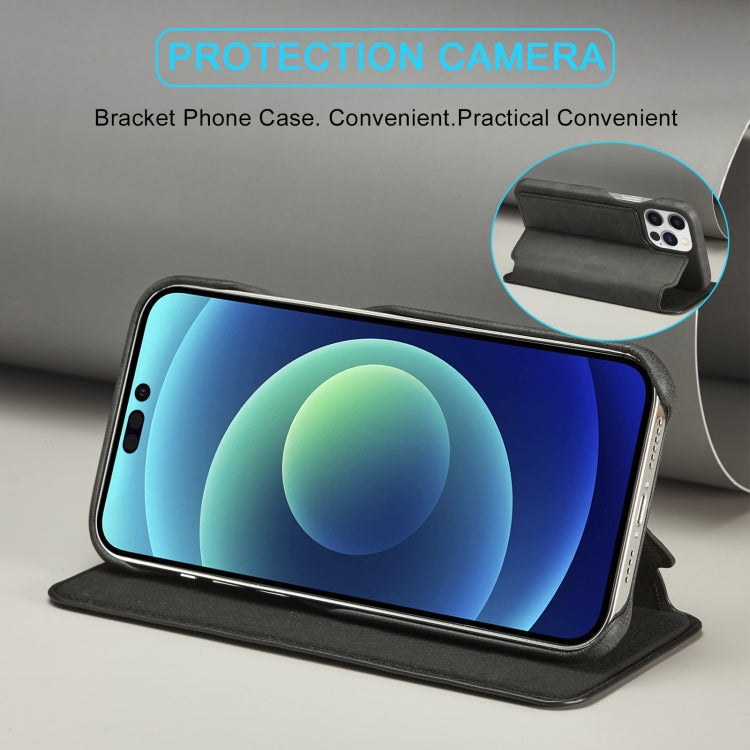 For iPhone 14 Plus LC.IMEEKE Hon Ancient Series Flip Leather Phone Case (Black) by LC.IMEEKE