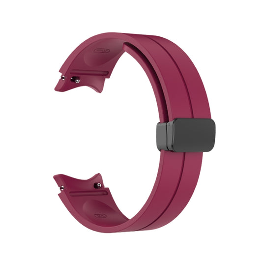 For Samsung Galaxy Watch5 40mm / 44mm / Pro 45mm Folding Buckle Silicone Watch Band(Wine Red) by bashfashion