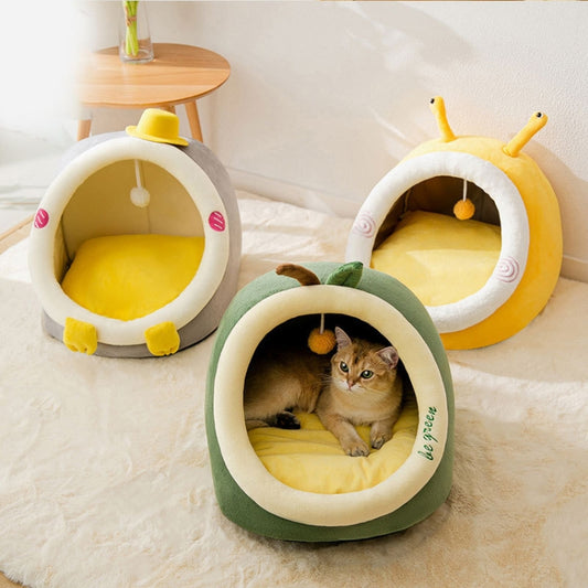 Semi-enclosed Pet Cat and Dog Bed Dog Kennel Pad Pet Supplies, Size:M(Avocado) by bashfashion