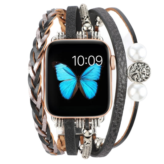 Jewelry Watch Band For Apple Watch Series 9&8&7 41mm / SE 3&SE 2&6&SE&5&4 40mm / 3&2&1 38mm(Black) by bashfashion